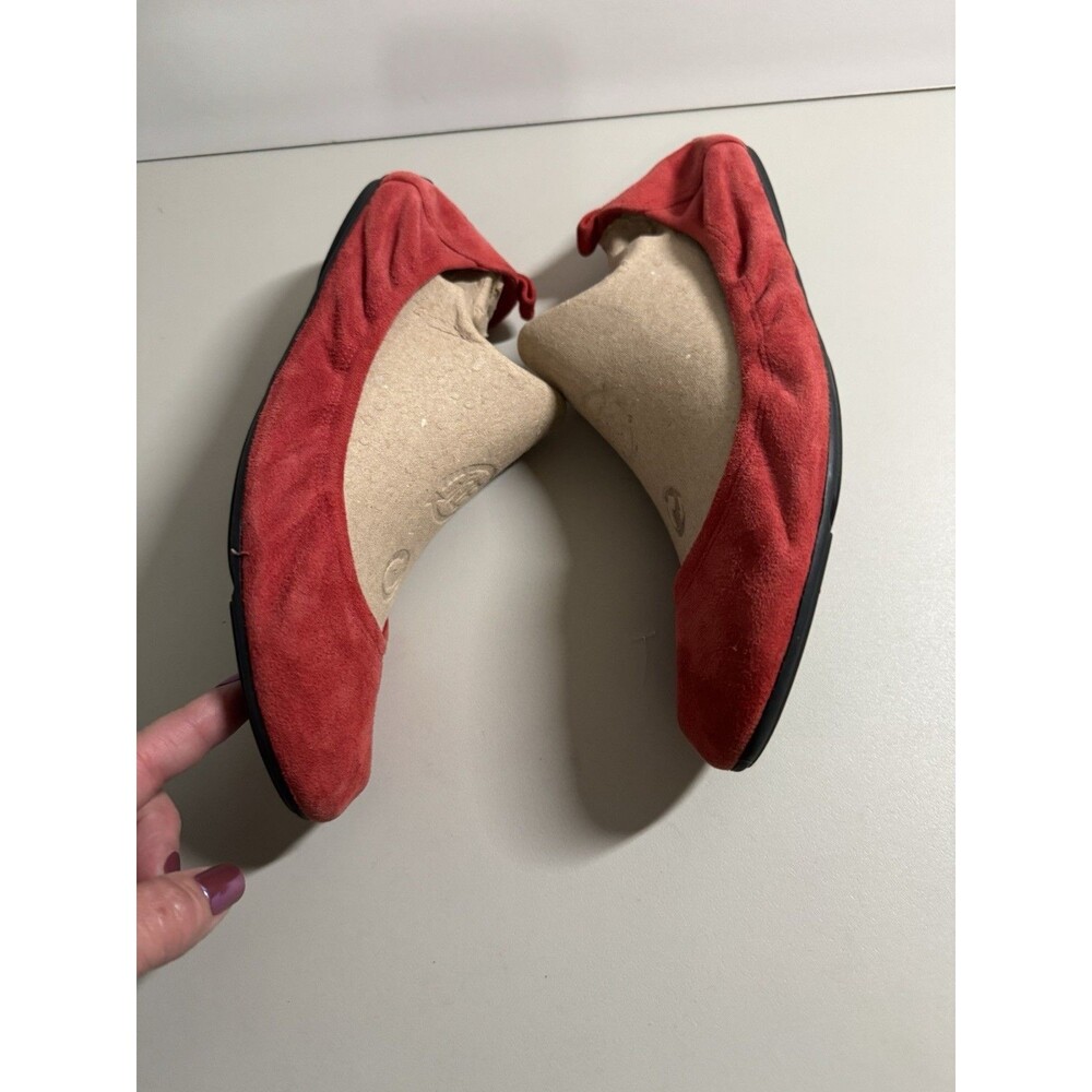 Women's Cole Haan Suede Ballet Flats Size 8 Red Leather Fall Preppy Classic EUC - Picture 4 of 6
